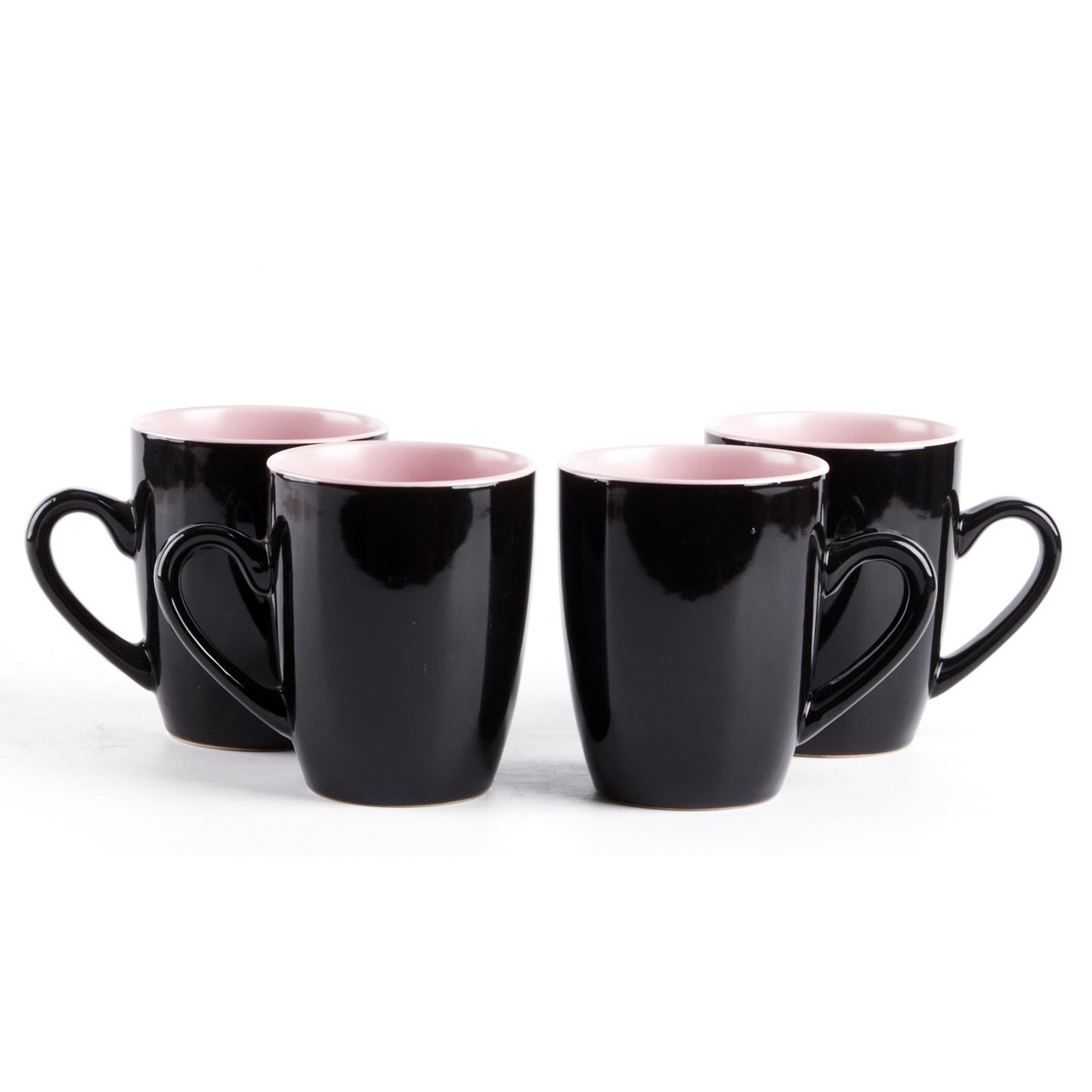 16-Piece Stoneware color life Round Shape Matte Glaze Rose & Shiny Black Ceramic Tableware Set For Wedding, Guest, Graduation, Valentine's Day, Mother