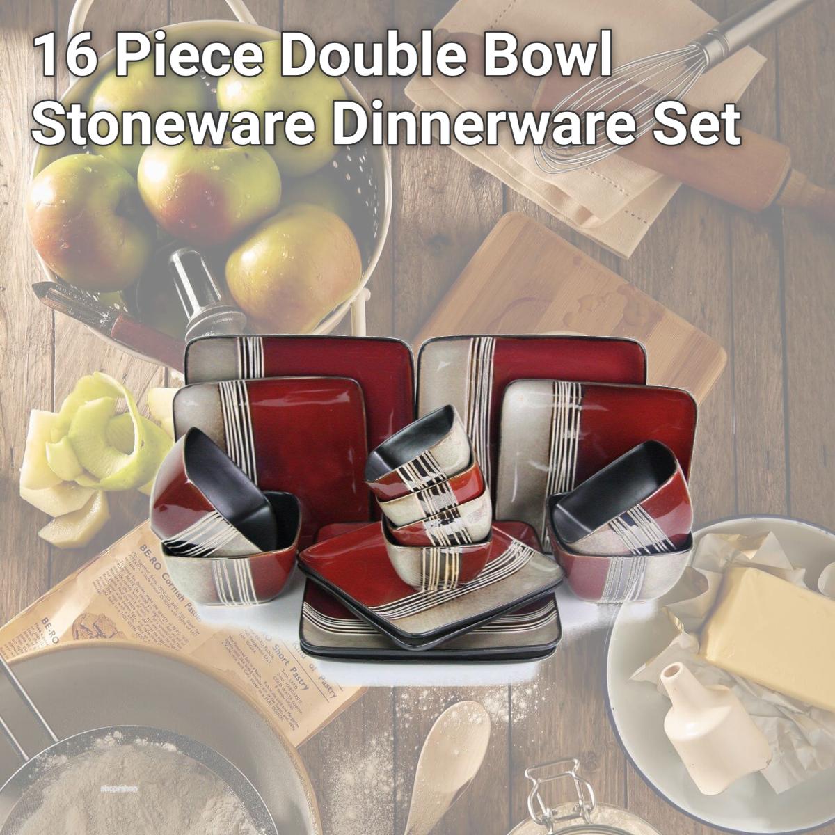 Double Bowl Stoneware Dinnerware Set