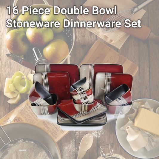 Double Bowl Stoneware Dinnerware Set